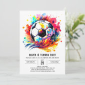 Whimsical bal bewerkbare voetbal verjaardag kaart (Staand voorkant)