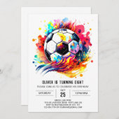 Whimsical bal bewerkbare voetbal verjaardag kaart (Voorkant / Achterkant)