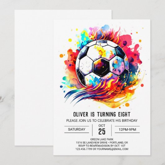 Whimsical bal bewerkbare voetbal verjaardag kaart (Voorkant / Achterkant)