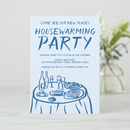 Whimsical Balkon Appartement Custom Housewarming Kaart (Staand voorkant)