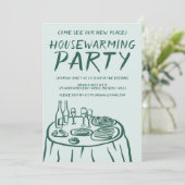 Whimsical Balkon Appartement Custom Housewarming Kaart (Staand voorkant)