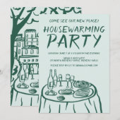Whimsical Balkon Appartement Custom Housewarming Kaart (Voorkant / Achterkant)