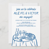 Whimsical Balkon Dinner Custom Engagement Party Kaart (Voorkant)