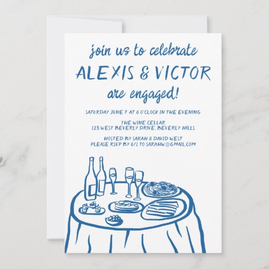 Whimsical Balkon Dinner Custom Engagement Party Kaart (Voorkant)
