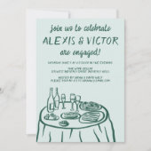 Whimsical Balkon Dinner Custom Engagement Party Kaart (Voorkant)