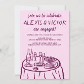 Whimsical Balkon Dinner Custom Engagement Party Kaart (Voorkant)