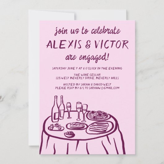 Whimsical Balkon Dinner Custom Engagement Party Kaart (Voorkant)