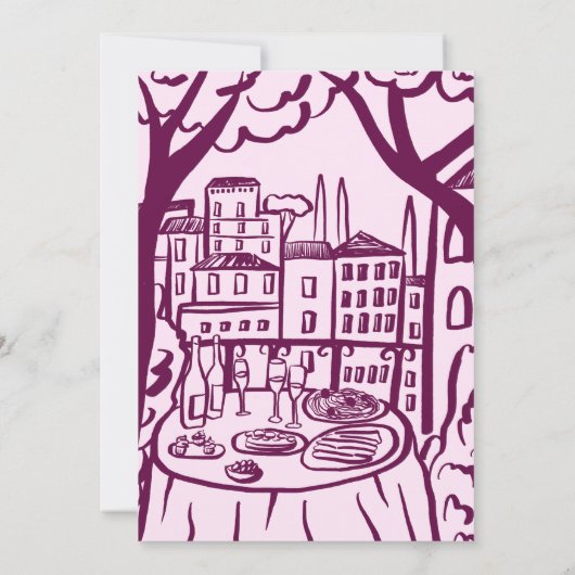 Whimsical Balkon Dinner Custom Engagement Party Kaart (Achterkant)