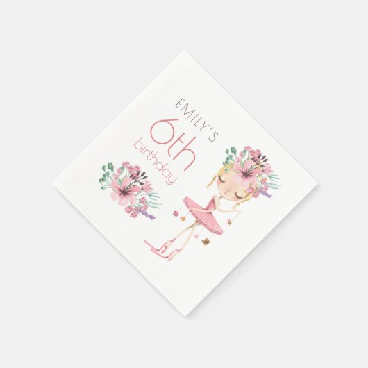 Whimsical Ballerina Bloemen 6e Verjaardagsfeestje  Servet (Hoek)