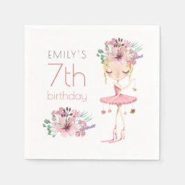 Whimsical Ballerina Bloemen 7e Verjaardagsfeestje  Servet