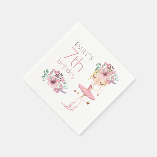 Whimsical Ballerina Bloemen 7e Verjaardagsfeestje  Servet (Hoek)