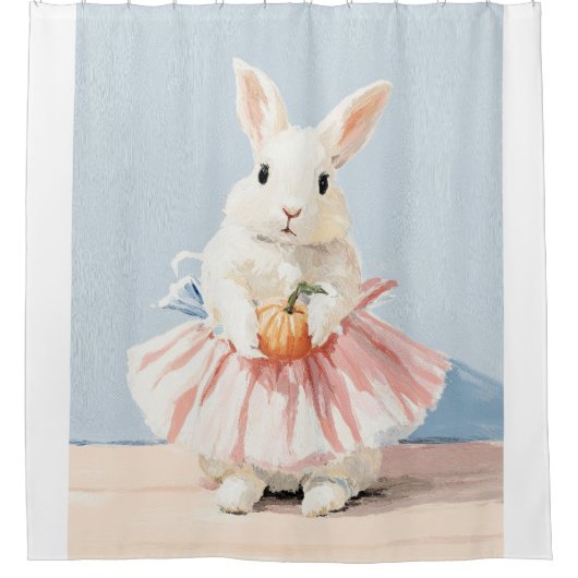 Whimsical Ballerina Bunny Herfst Herfst Douchegordijn (Voorkant)