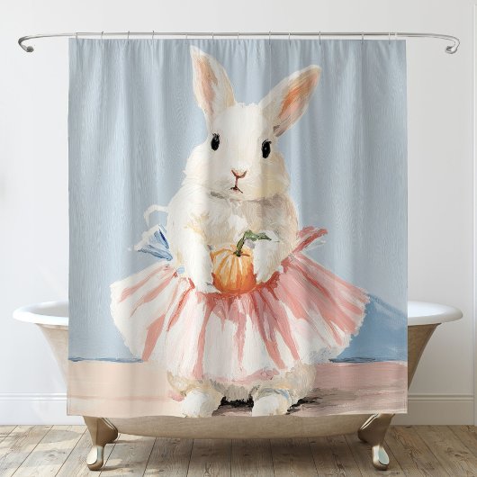 Whimsical Ballerina Bunny Herfst Herfst Douchegordijn