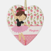 Whimsical Ballerina Floral Pink Girly , gepersonal Keramisch Ornament (Rechts)