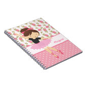 Whimsical Ballerina Floral Pink Girly , gepersonal Notitieboek (Rechterzijde)