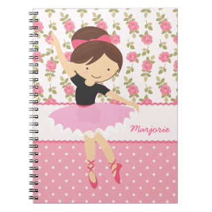 Whimsical Ballerina Floral Pink Girly , gepersonal Notitieboek