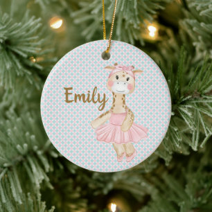 Whimsical Ballerina Giraffe, gepersonaliseerd Keramisch Ornament