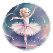 Whimsical Ballerina Girl Waterverf Keramische Knop (Voorkant)