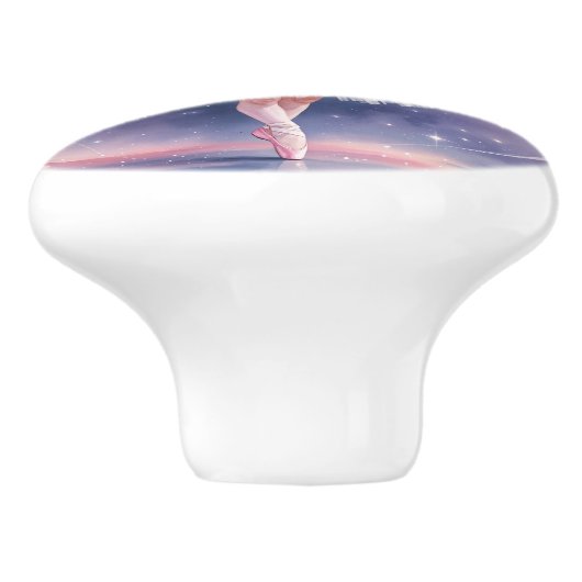 Whimsical Ballerina Girl Waterverf Keramische Knop (Zijkant)