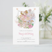 Whimsical Ballerina Roze Meisje 6e Verjaardagsfees Kaart (Staand voorkant)