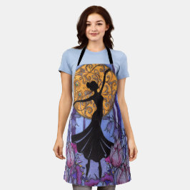 Whimsical Ballerina Silhouette Art Nouveau Maan Pa Schort