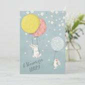 Whimsical Balloon Bunny Rabbits Baby shower Kaart (Staand voorkant)