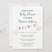 Whimsical Balloon Bunny Rabbits Baby shower Kaart (Achterkant)