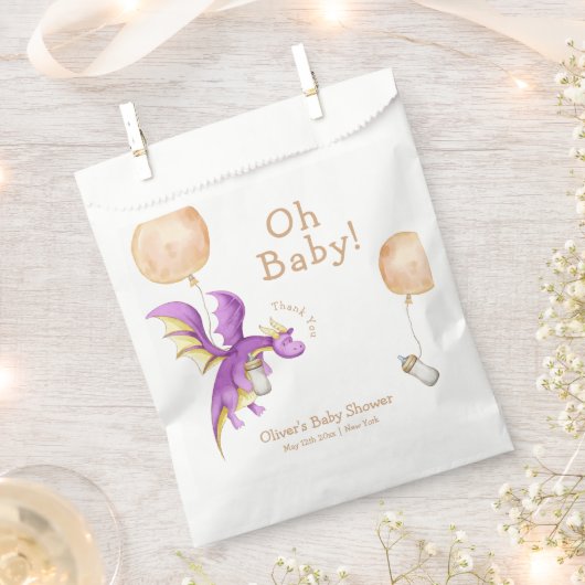 Whimsical Balloon Fairy Dragon Bottle Baby shower Bedankzakje (Geknipt)