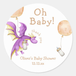 Whimsical Balloon Fairy Dragon Bottle Baby shower Ronde Sticker