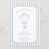 Whimsical Balloon Stripes Baby Sprinkle Invitation Kaart (Voorkant)