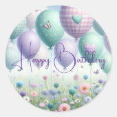 Whimsical Balloons Happy Birthday Sticker (Voorkant)