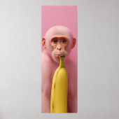 Whimsical Banaan en Pink Monkey Poster (Voorkant)