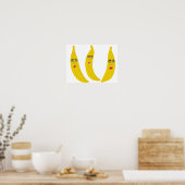 Whimsical Banana Trio Art Poster (Keuken)
