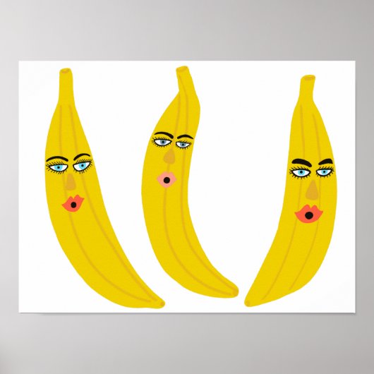 Whimsical Banana Trio Art Poster (Voorkant)