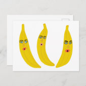 Whimsical Banana Trio Briefkaart (Voorkant / Achterkant)