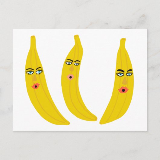 Whimsical Banana Trio Briefkaart (Voorkant)