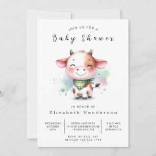 Whimsical Barn Koe Baby shower Kaart