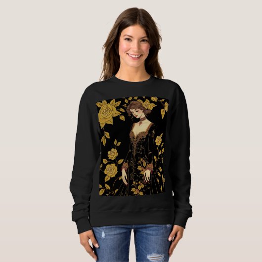 Whimsical Baroque Muse Sweatshirt – Gouden Bordure (Voorkant volledig)