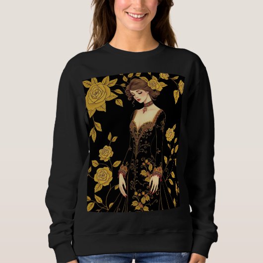 Whimsical Baroque Muse Sweatshirt – Gouden Bordure (Voorkant)