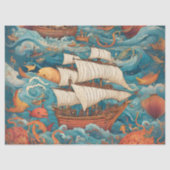 Whimsical Battleship AI-Generated Design Tissuepapier (Voorkant)