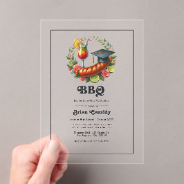 Whimsical BBQ Afstudeerfeest Acryl Uitnodigingen