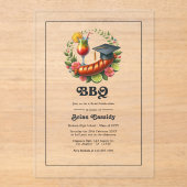 Whimsical BBQ Afstudeerfeest Acryl Uitnodigingen (Voorkant)