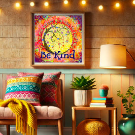 Whimsical "Be Kind" Inspirerend Vriendelijkheid Sc Poster