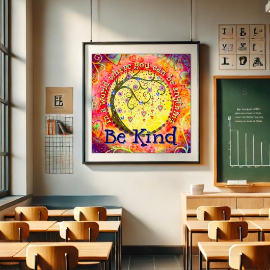 Whimsical "Be Kind" Inspirerend Vriendelijkheid Sc Poster