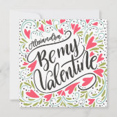 Whimsical Be My Valentine Aangepaste naam plat for Kaart (Voorkant)