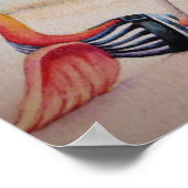 Whimsical Beach Babe Flamingo 1 Waterverf 11x14 Poster (Hoek)