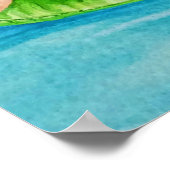 Whimsical Beach Babe Flamingo 3 Waterverf 16x20 Poster (Hoek)