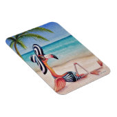 Whimsical Beach Babe Flamingo No. 1 Waterverf Art Magneet (Rechterzijde)