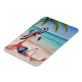 Whimsical Beach Babe Flamingo No. 1 Waterverf Art Magneet (Linkerzijde)