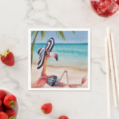 Whimsical Beach Babe Flamingo No. 1 Waterverf Art Servet (Insitu)